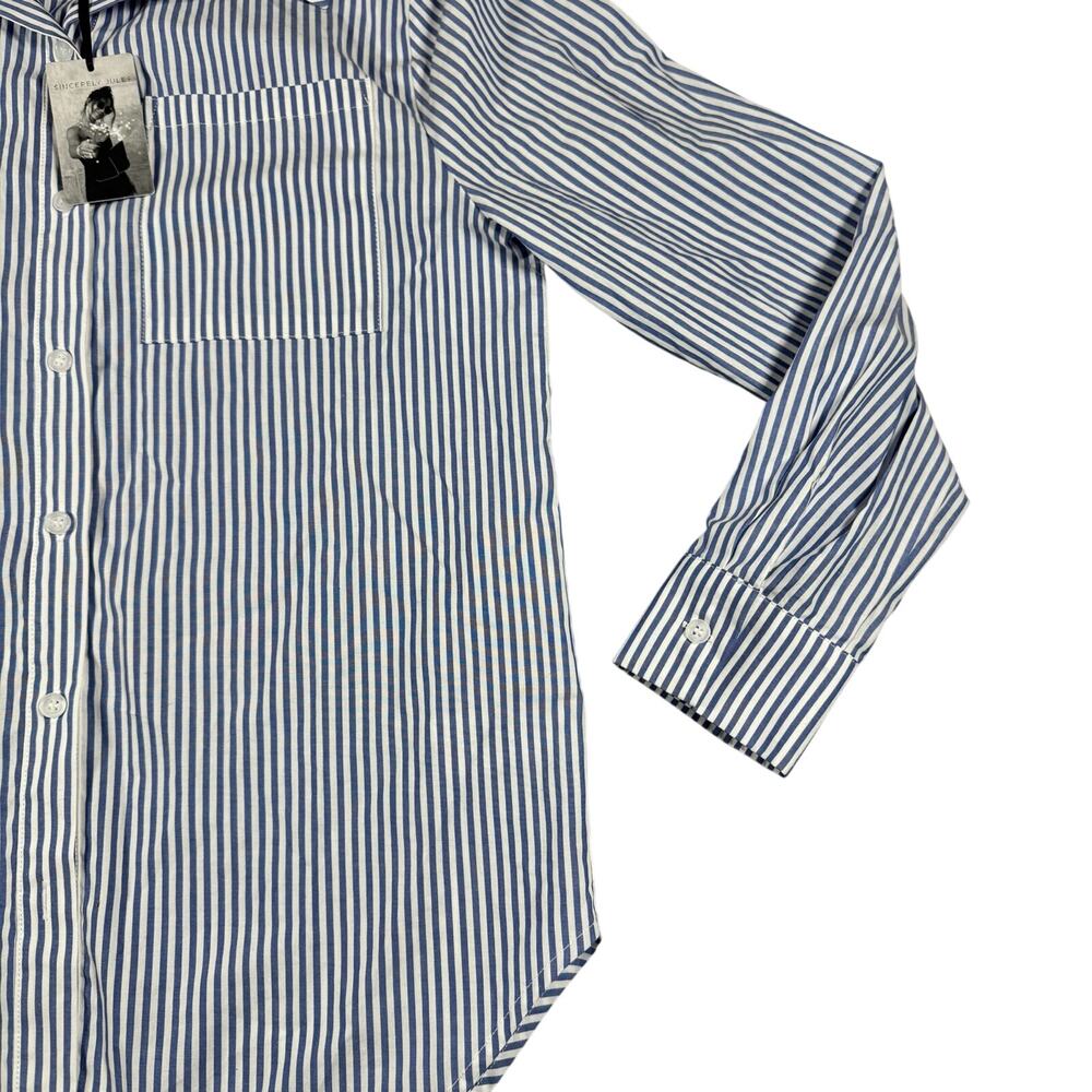 NWT Sincerely Jules Striped Button Down Shirt Cotton Menswear Style - Size Small - Picture 6 of 10